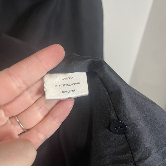 Eileen Fisher Jacket Women’s Large Black Silk Button Up Minimalist Lagenlook - Picture 4 of 6